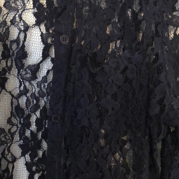 Y2K sheer navy lace button up blouse - Picture 2 of 5